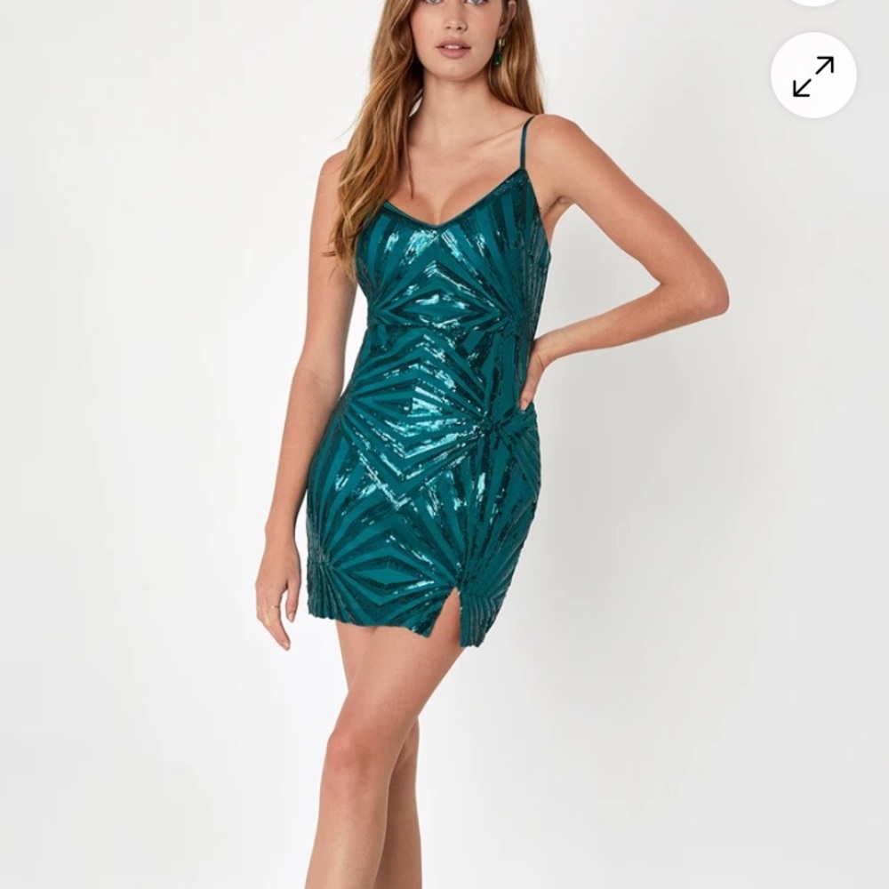 Lulu's Teal Sequin Mini Dress